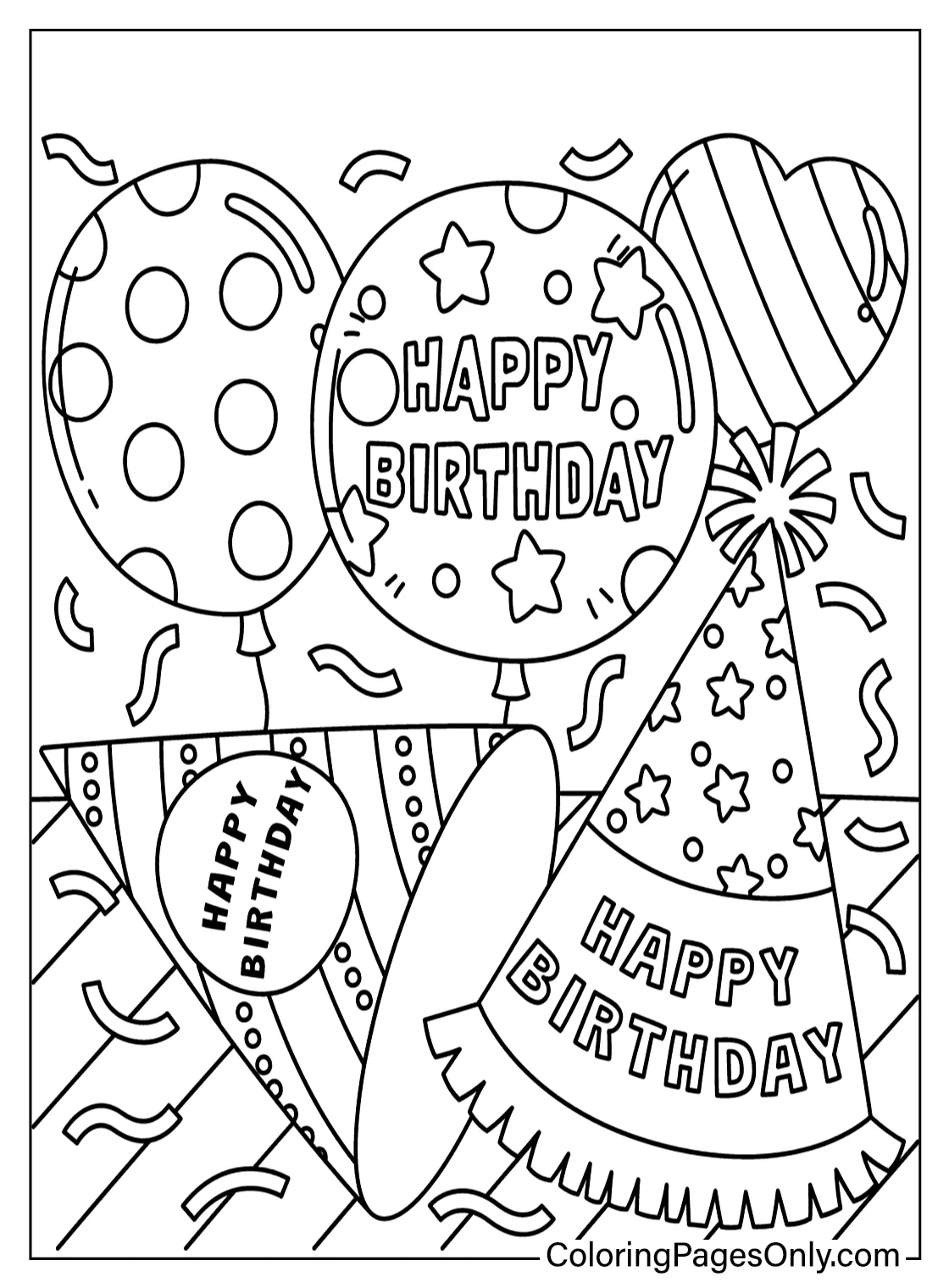 Happy birt ay coloring page free printable coloring pages