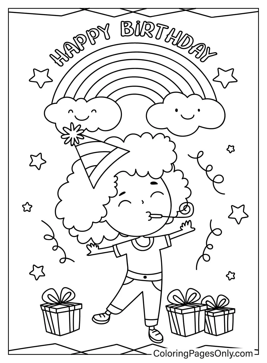 Happy birt ay card coloring free printable coloring pages