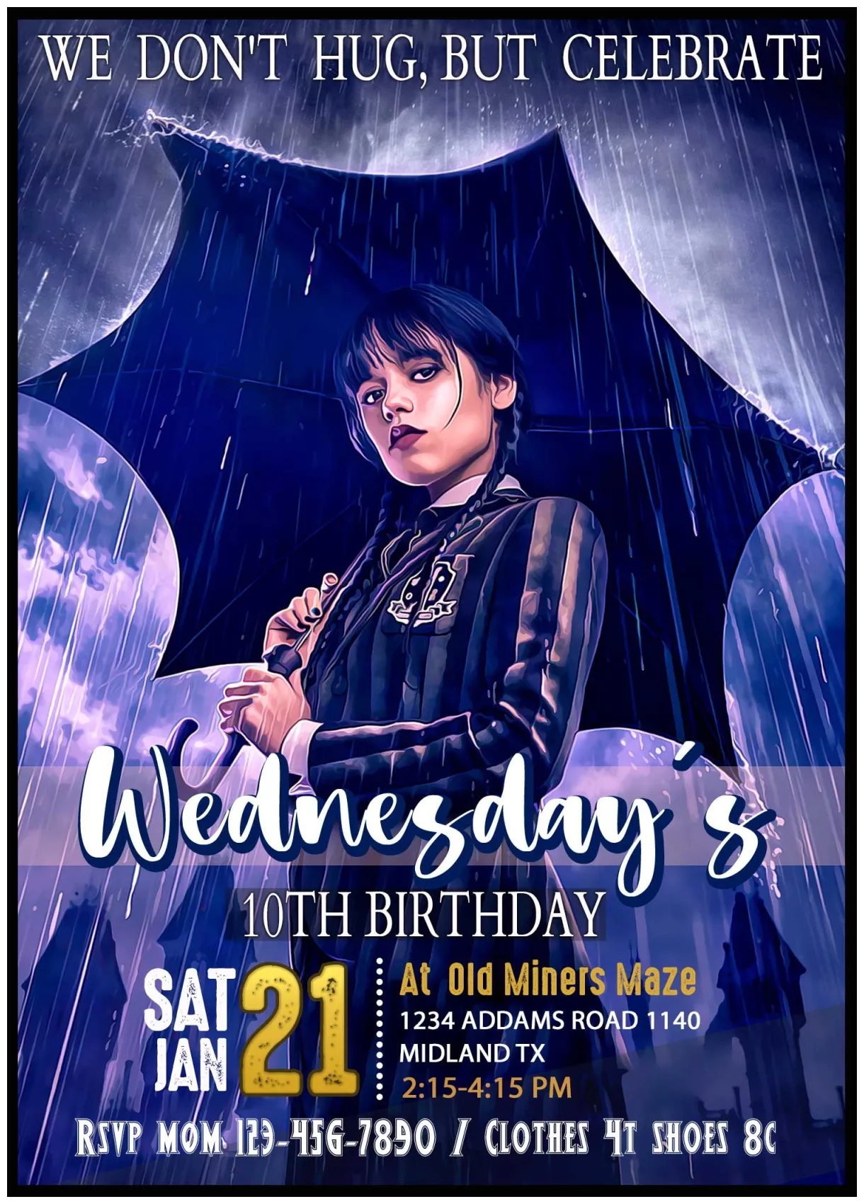 Wednesday addams birthday invitation – Artofit