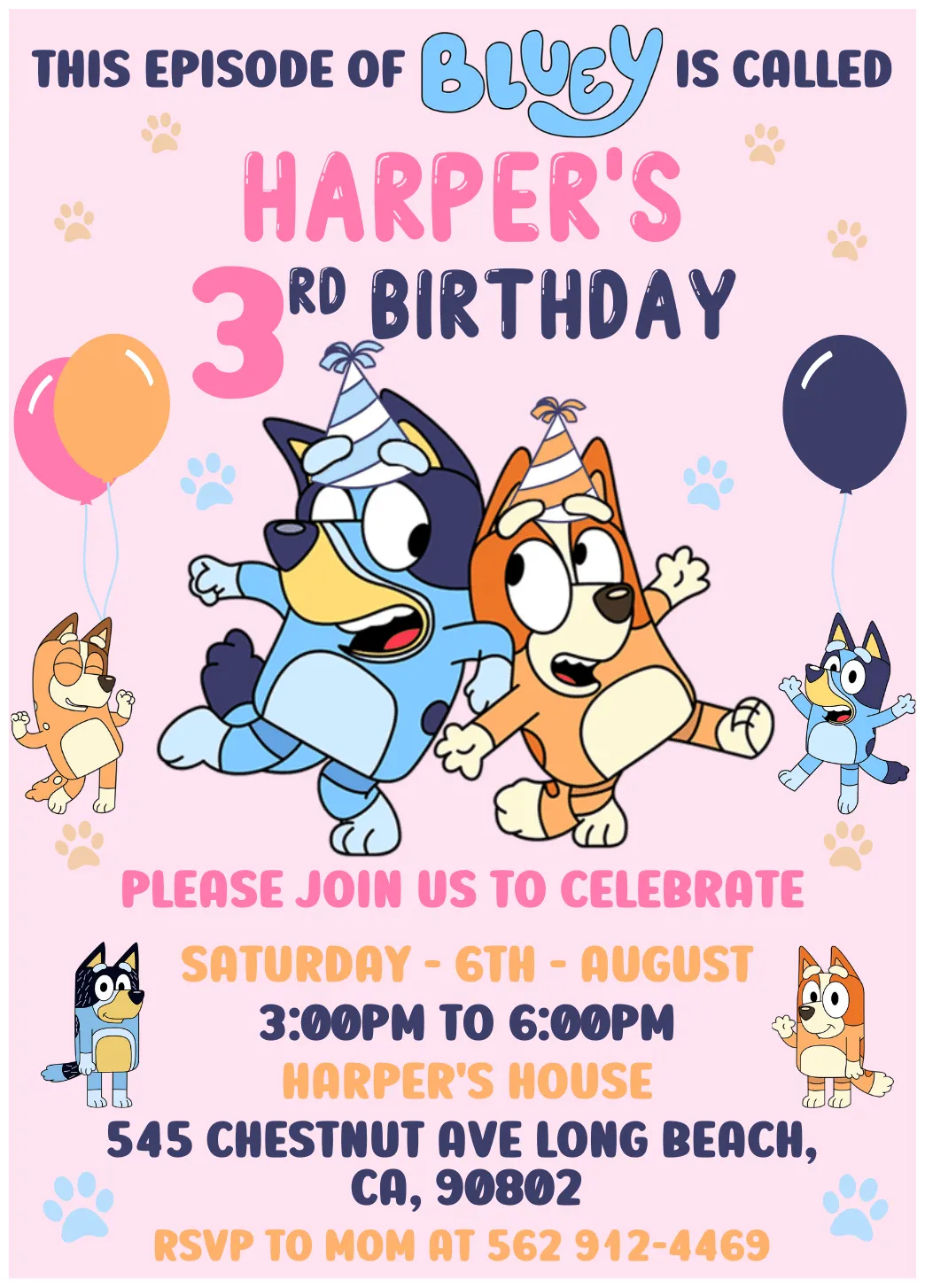 Free Bluey Birthday Invitation Template - Social Media Template