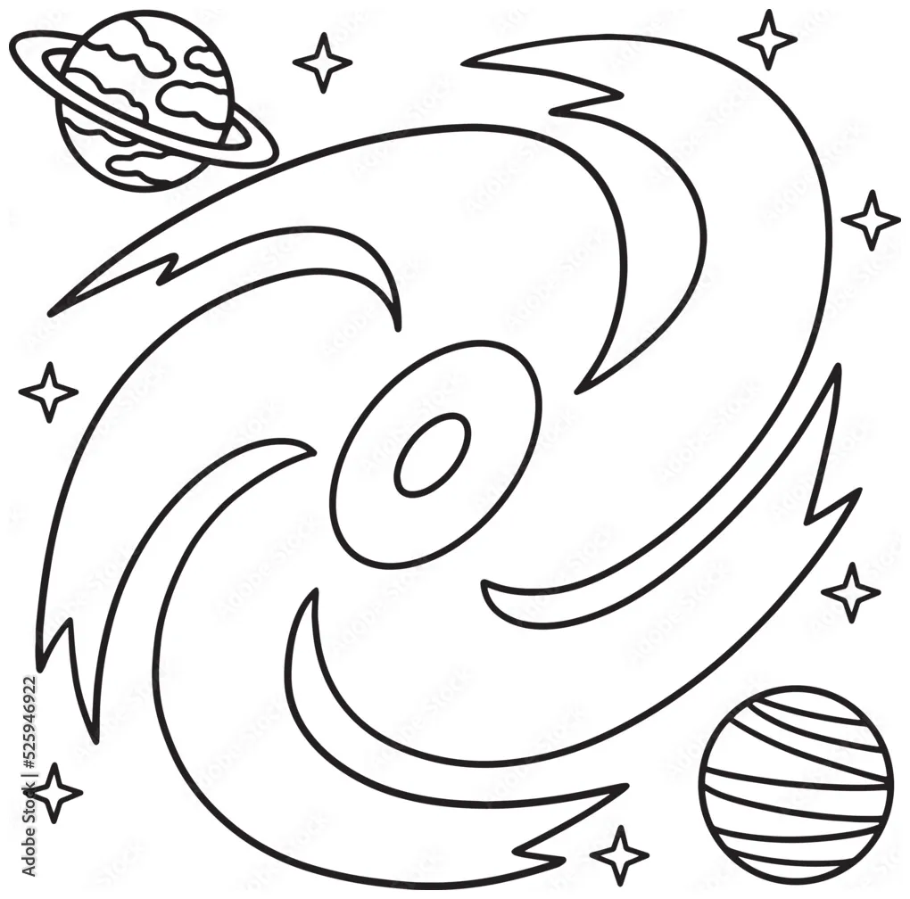 Black Hole Coloring Page for Kids Stock Vector | Adobe Stock