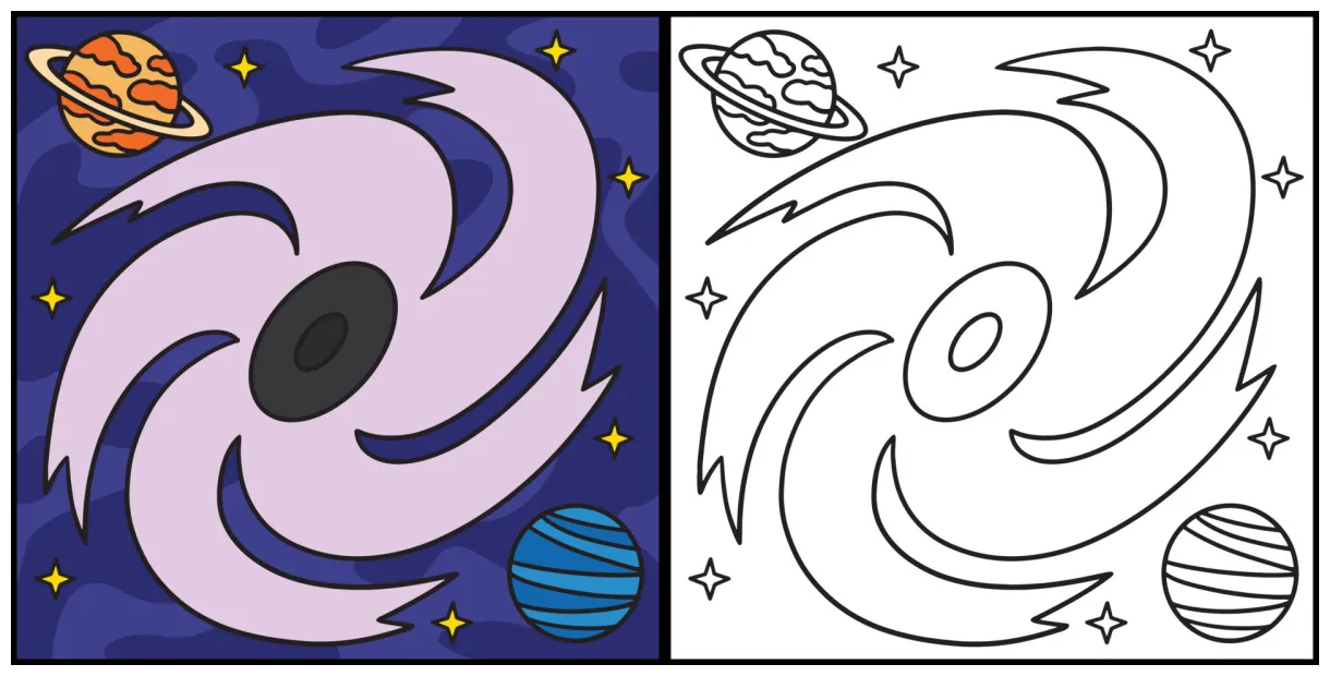 Black Hole Coloring Page Colored Illustration 21964691 Vector Art at