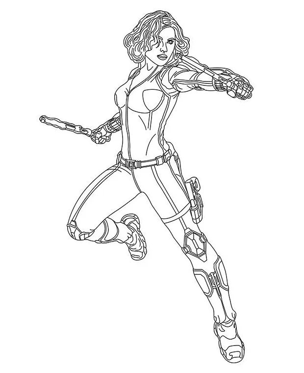 Black widow avengers coloring page sheet