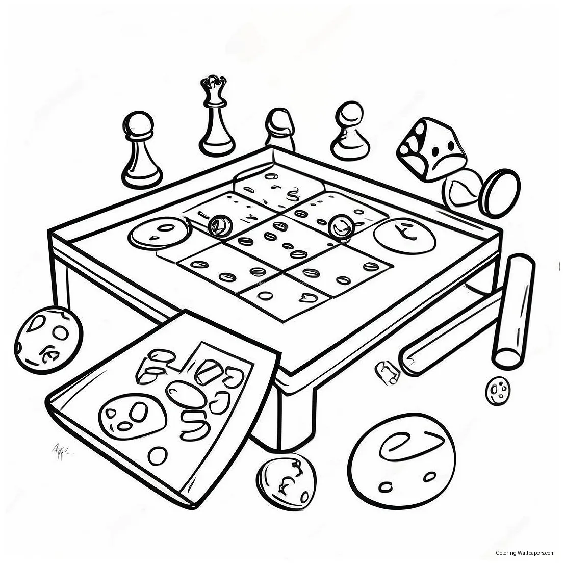 Colorful board game pieces coloring page 37954-30023