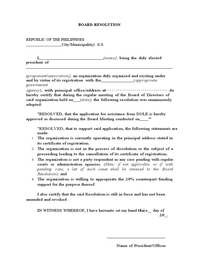 Board resolution template pdf