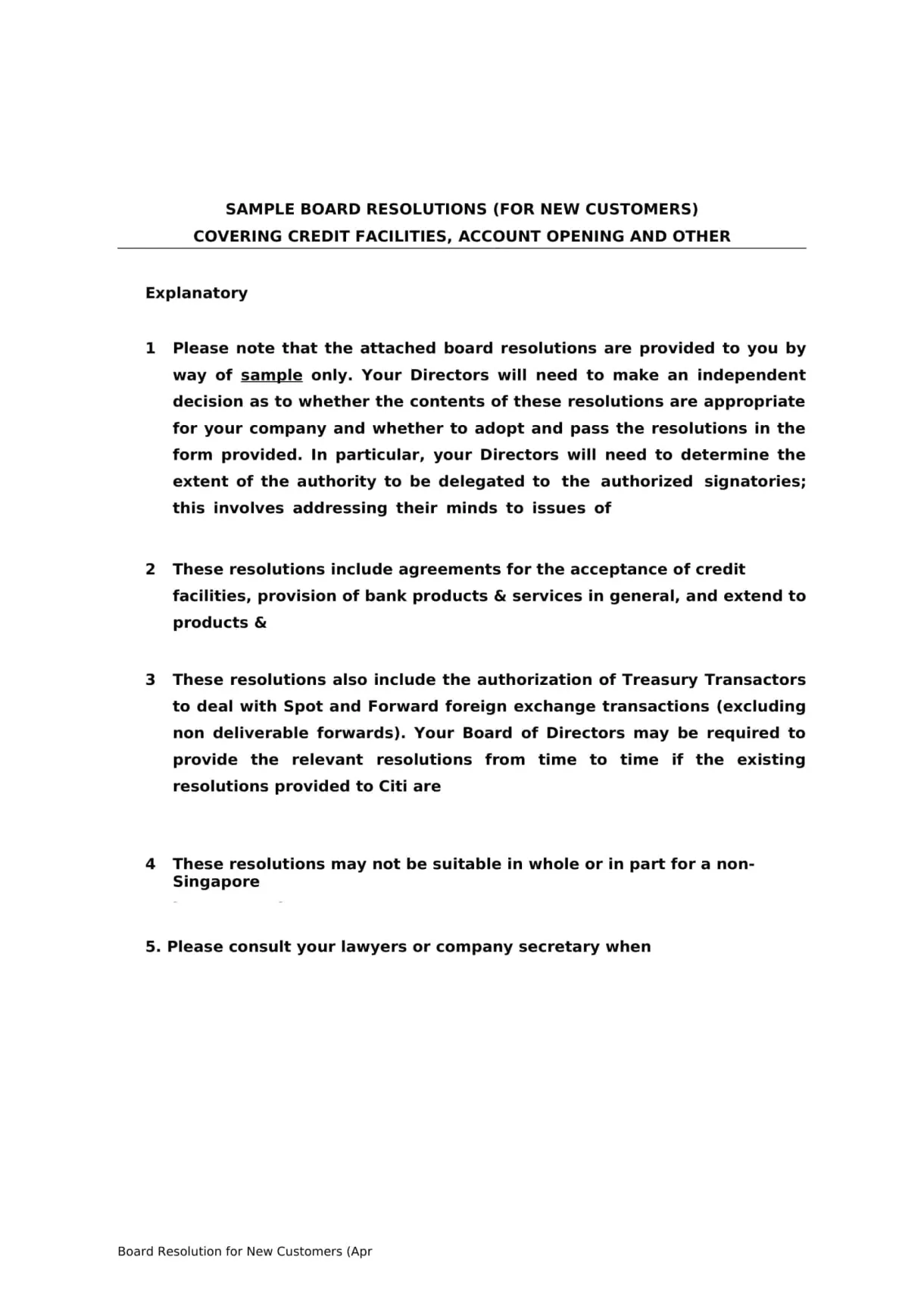 Free printable board resolution templates [pdf, word] examples