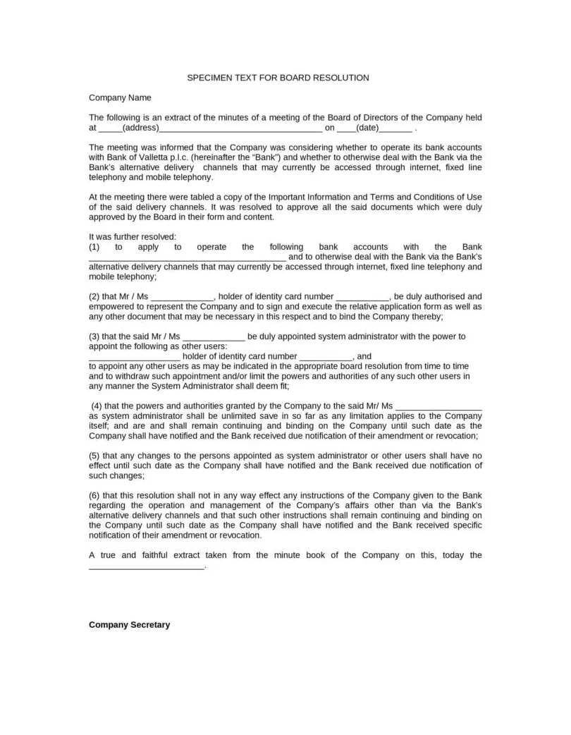 51 best board resolution templates & samples ᐅ templatelab