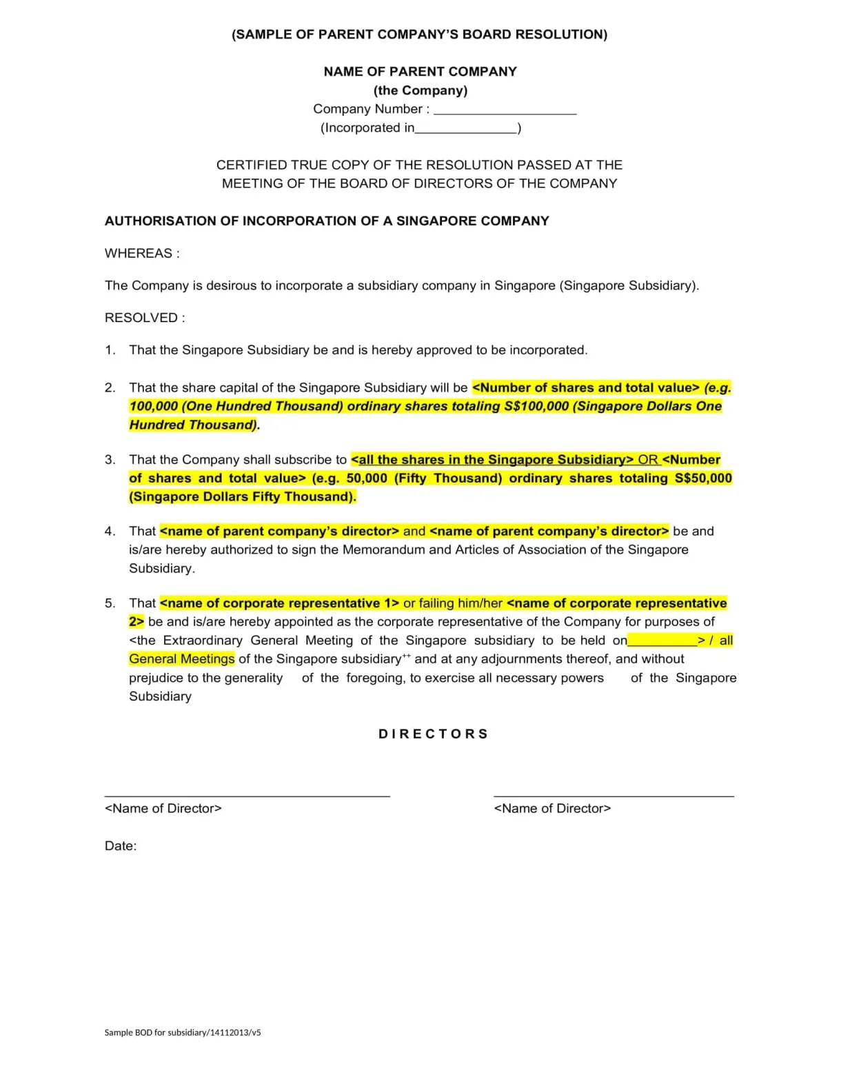 Free printable board resolution templates [pdf, word] examples