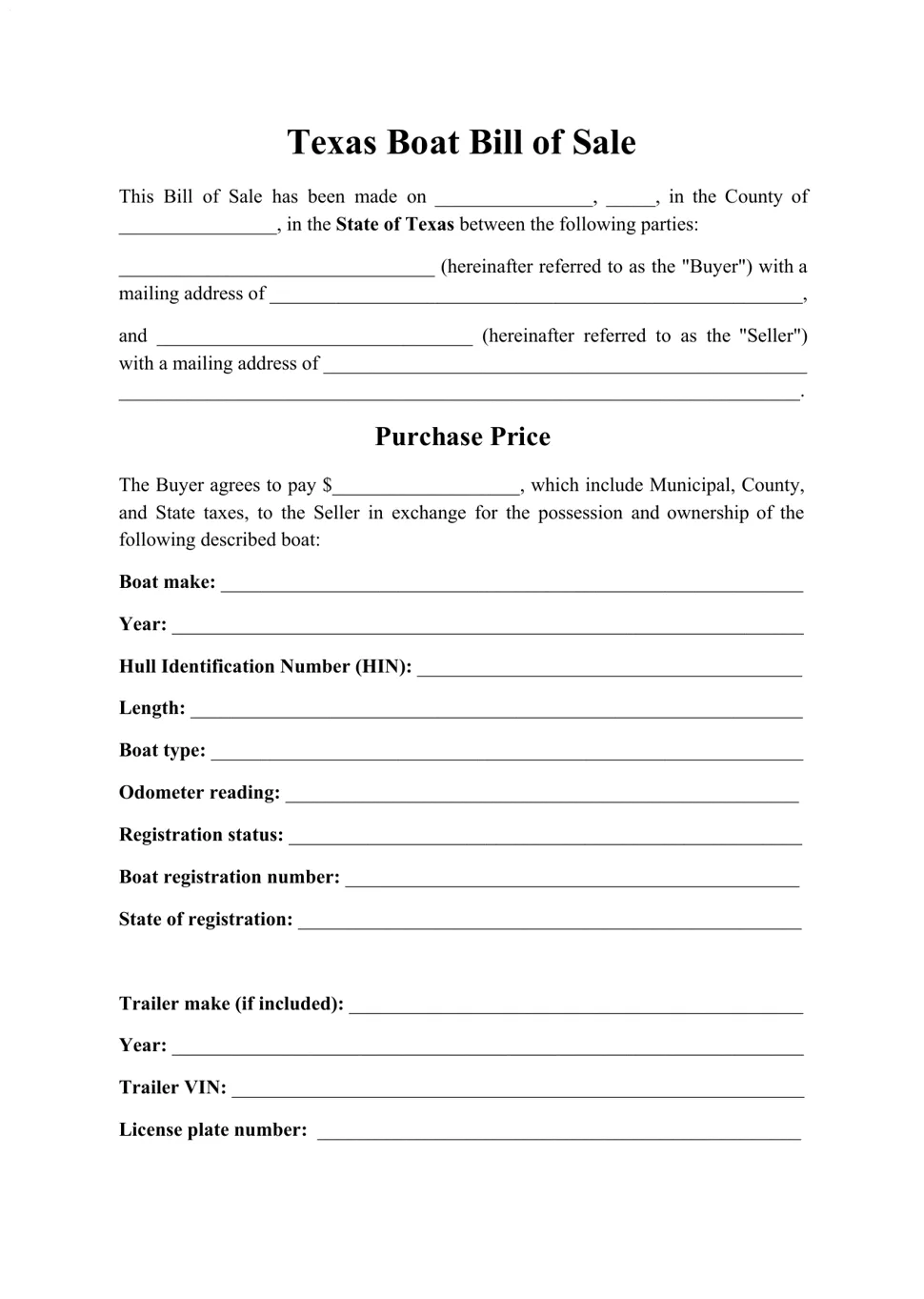 Download the watercraft bill of sale free how to write a bill of sale