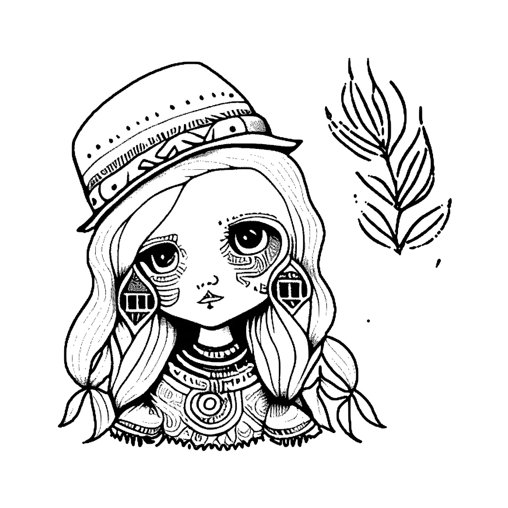 Bohemian coloring page · creative fabrica