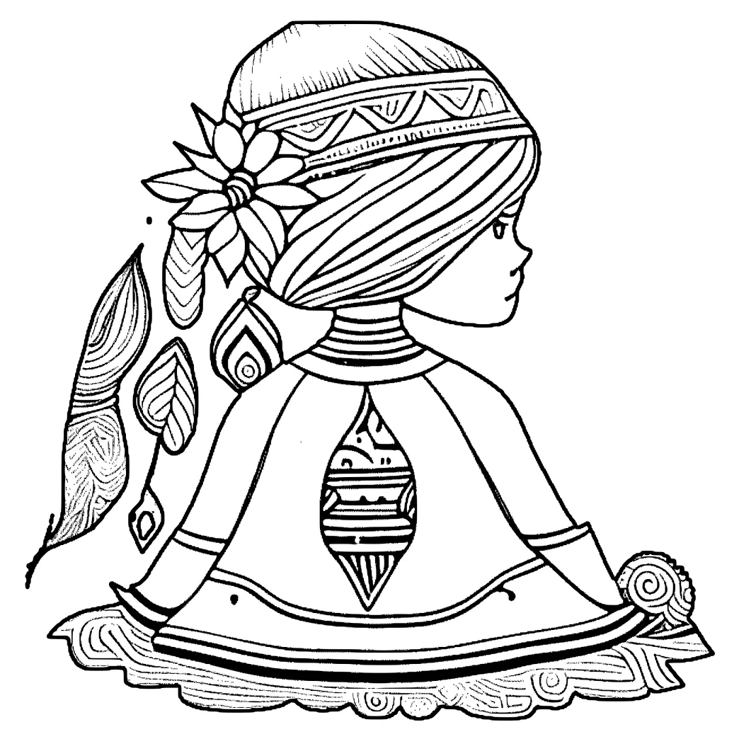 Bohemian coloring page · creative fabrica