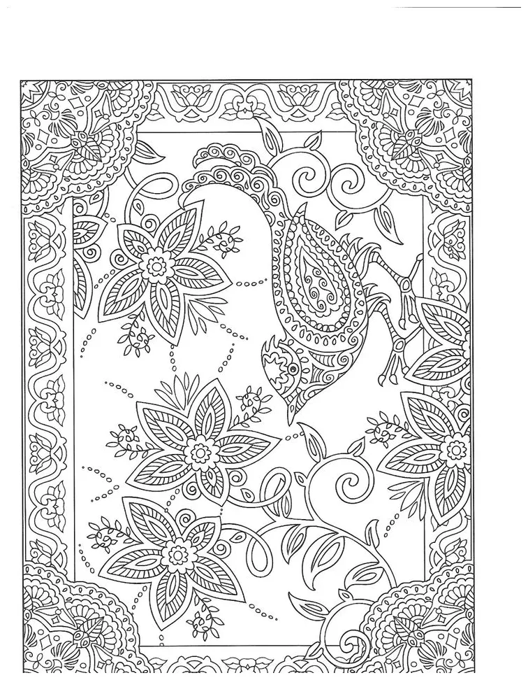 Floral tapestry coloring page