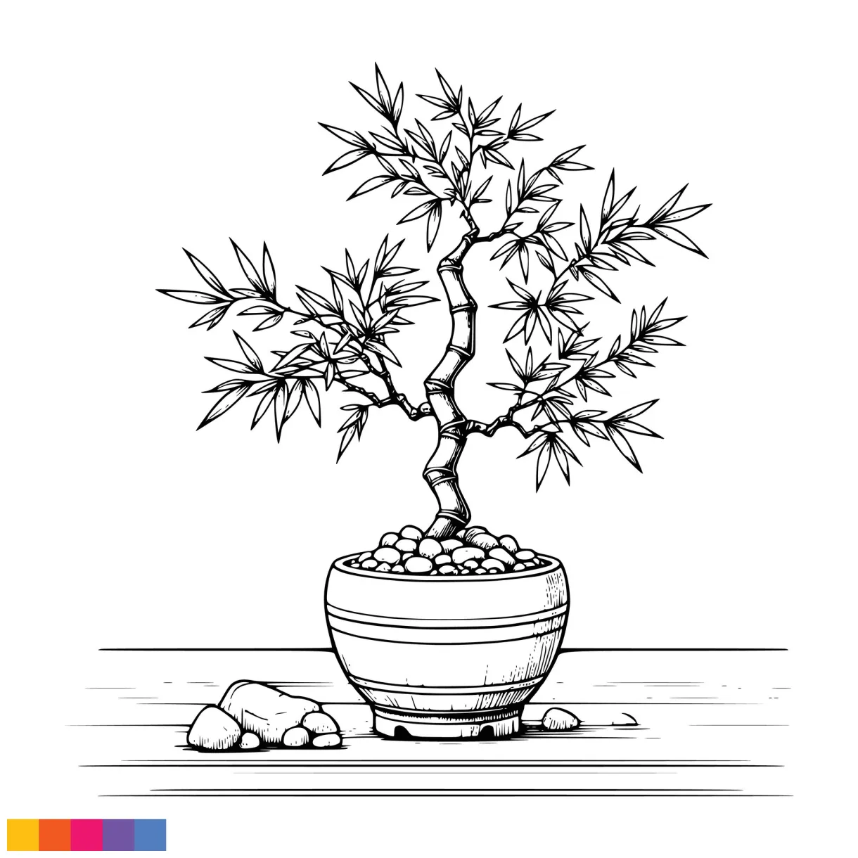 Bonsai tree in a pot coloring page 50102405 vector art at vecteezy