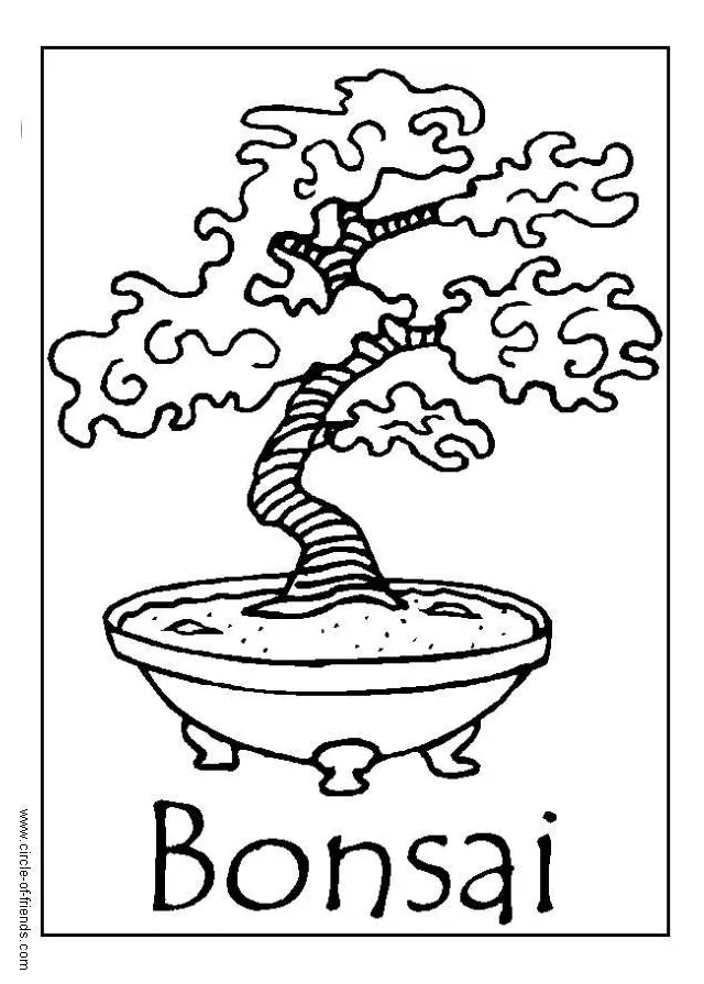 Coloring tree bonsai coloring pages