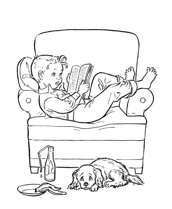 Reading book coloring page coloring home printable coloring page