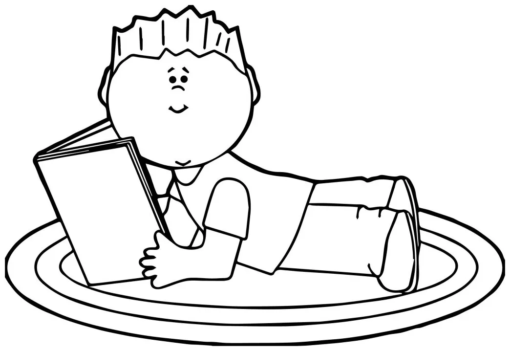 Boy reading book coloring pages wecoloringpage