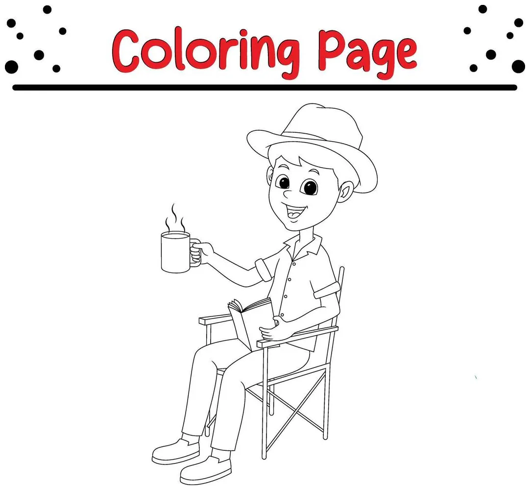 Boy reading book coloring page for kids 43408937 vector art at vecteezy