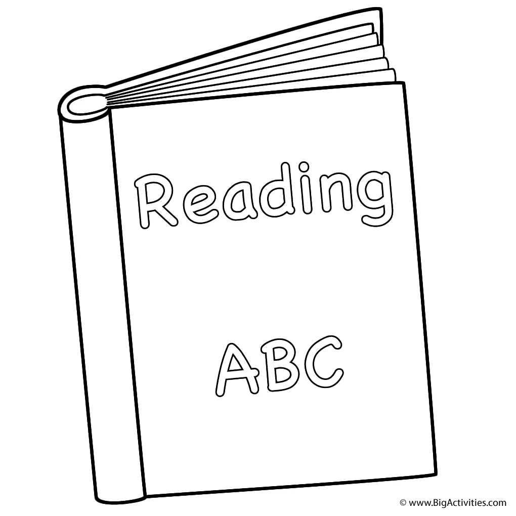 Reading book coloring page back to school