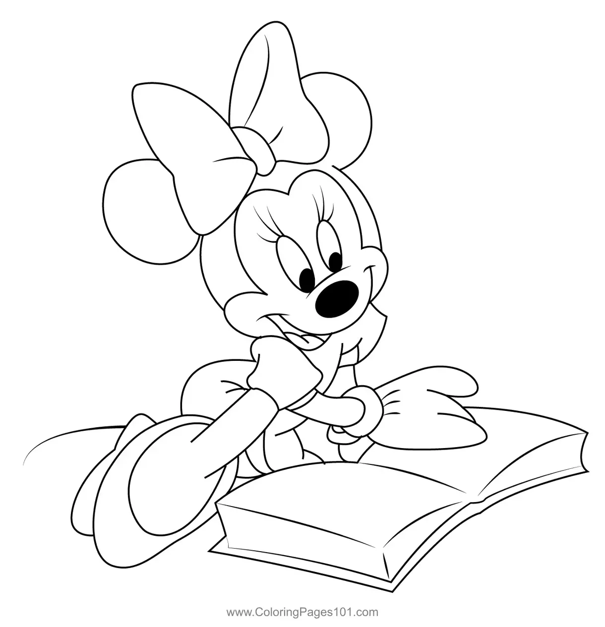 Reading book coloring page for kids free minnie mouse printable printable coloring page