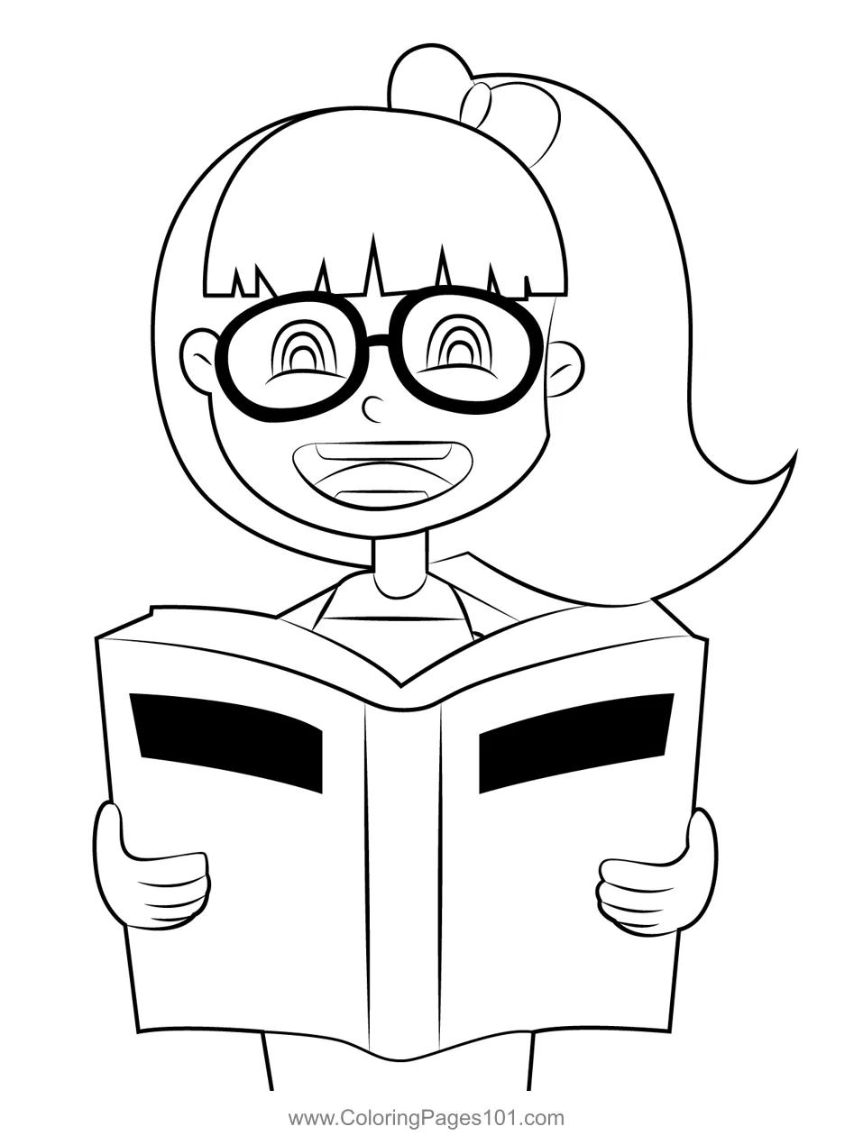 Girl reading a book coloring page for kids free girls printable