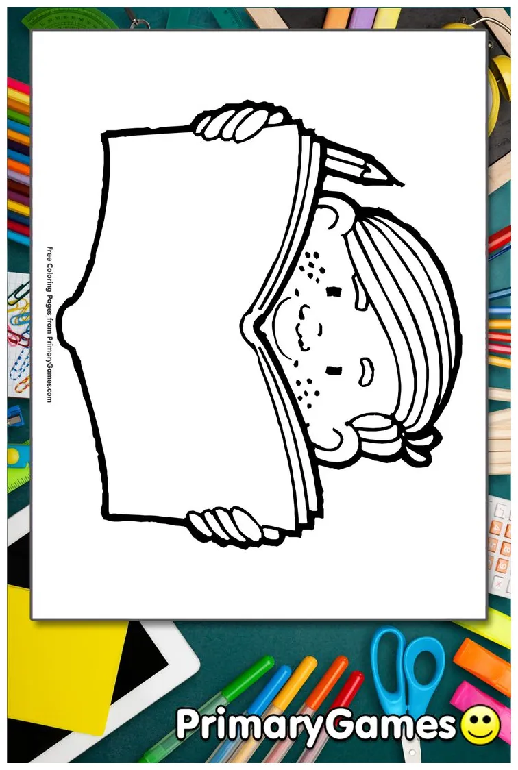 Free reading a book coloring page