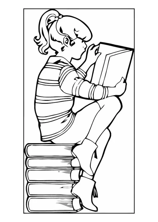 Coloring page reading a book free printables img 10813