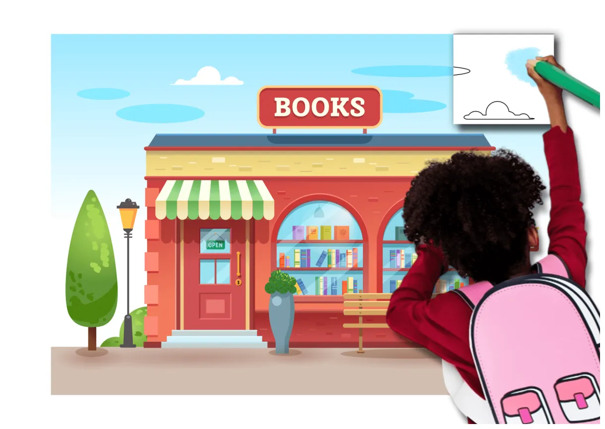 Giant Coloring Poster: Bookstore | Free Printable Papercraft Templates
