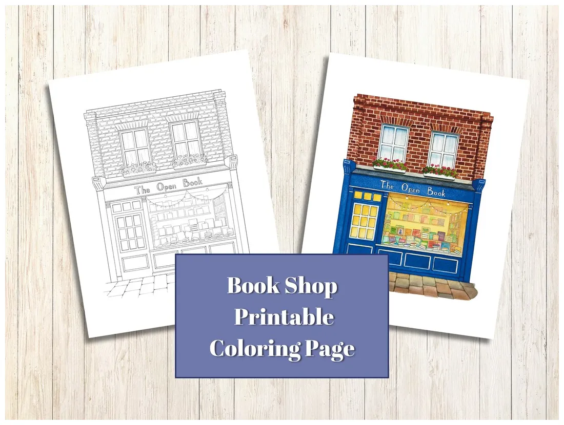 Book Store Printable Coloring Page - Etsy