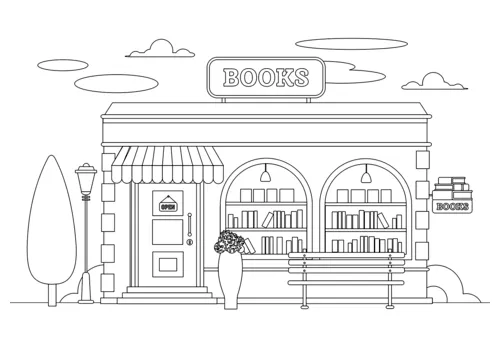 Bookstore coloring page | Free Printable Coloring Pages