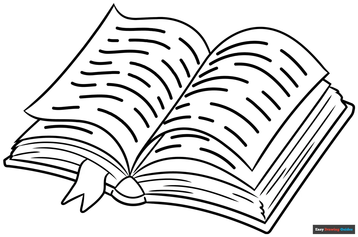 Open book coloring page easy drawing guides