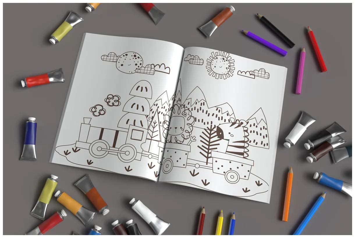 Open coloring book pages mockup rami's design