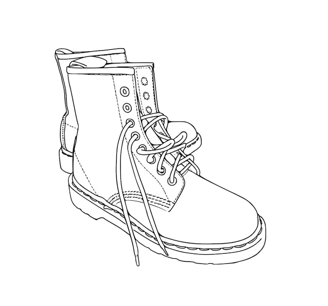 Premium vector boot with laces winter autumn spring shoes doodle