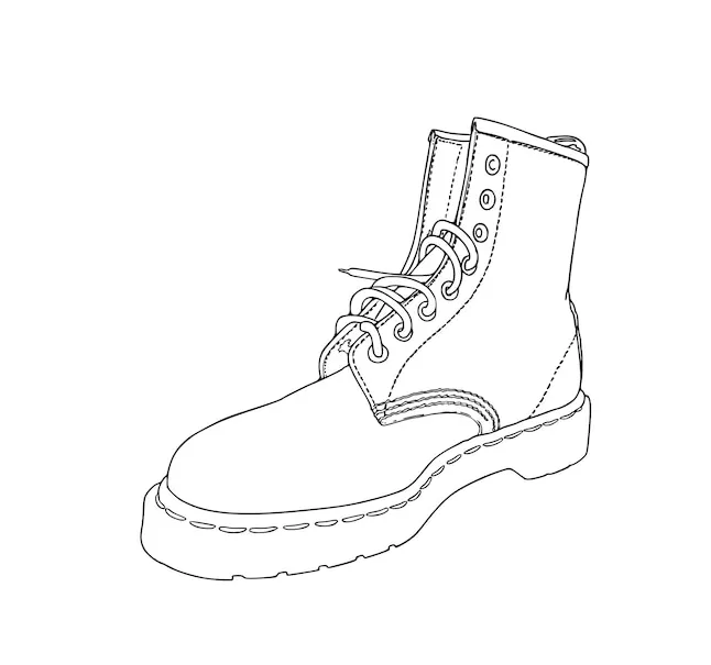 Premium vector boot with laces winter autumn spring shoes doodle