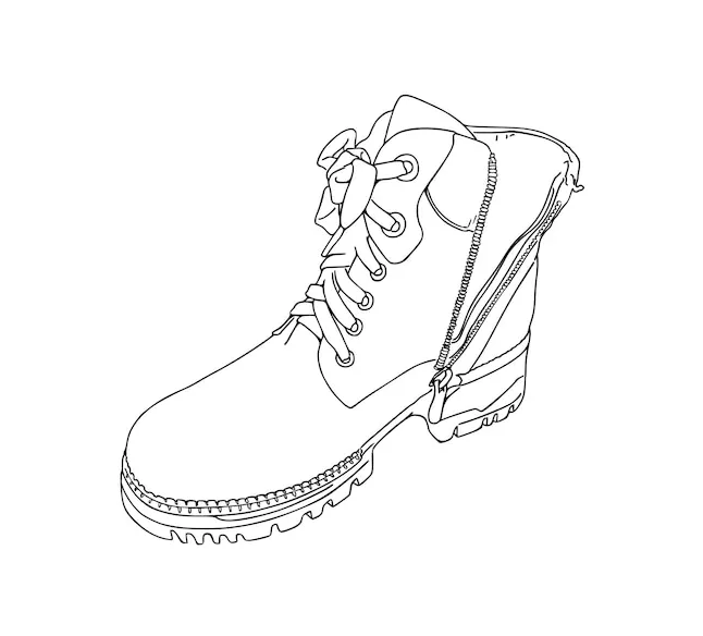 Premium vector boot with laces winter autumn spring shoes doodle