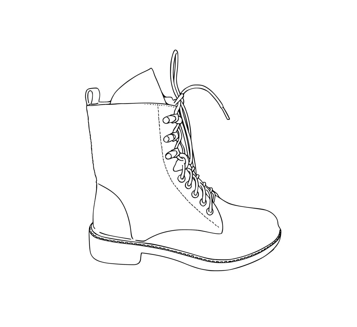 Premium vector boot with laces and zipper winter autumn spring shoes printable coloring page