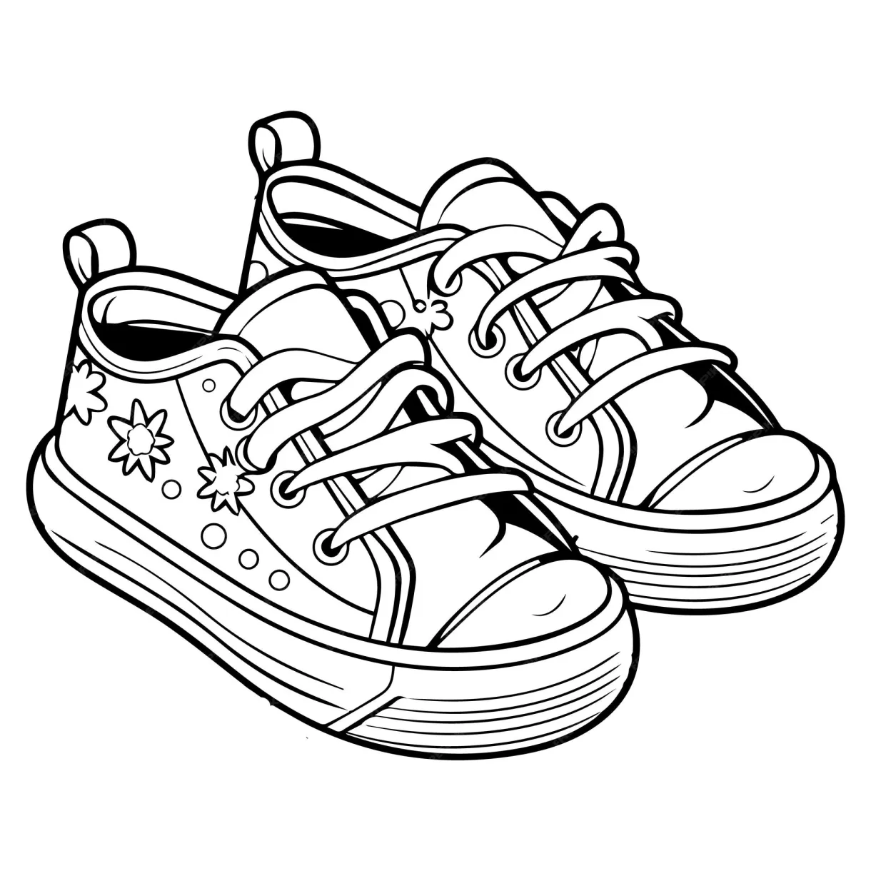 Premium vector vector illustration of sneakers with laces coloring