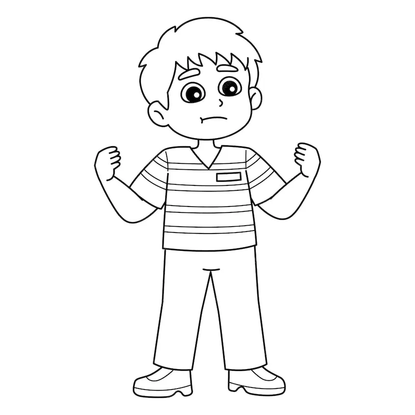 Premium vector boy isolated coloring page for kids