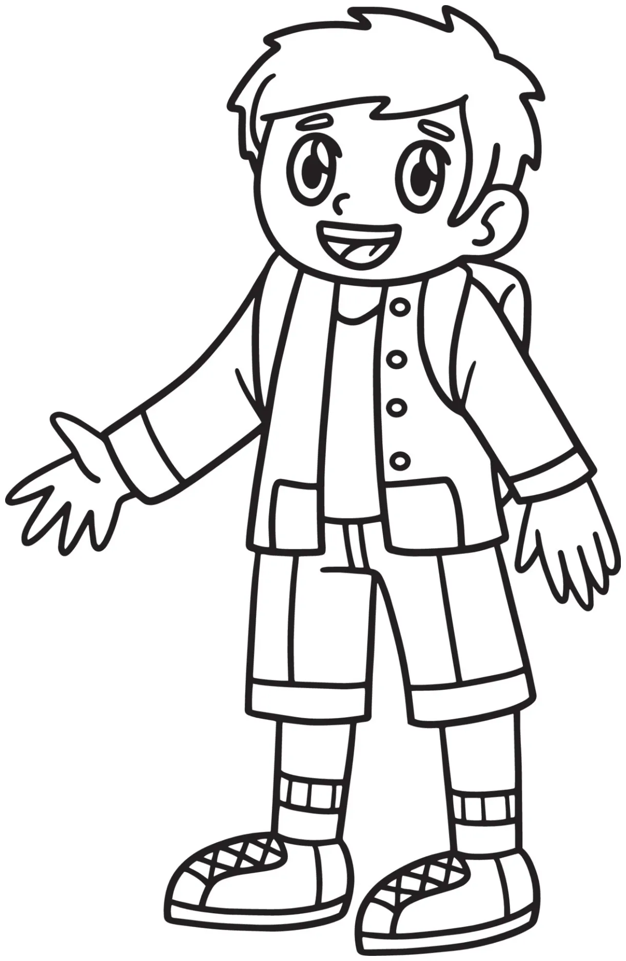 Boy student isolated coloring page for kids 21501665 vector art at vecteezy