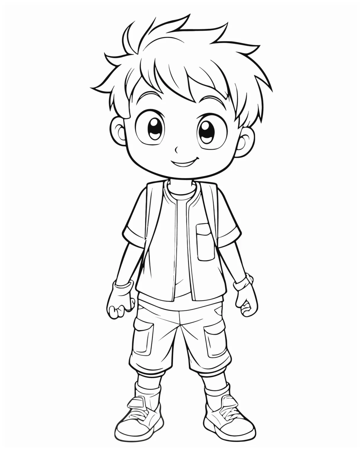 Cute boy posing coloring page 22561581 vector art at vecteezy printable coloring page
