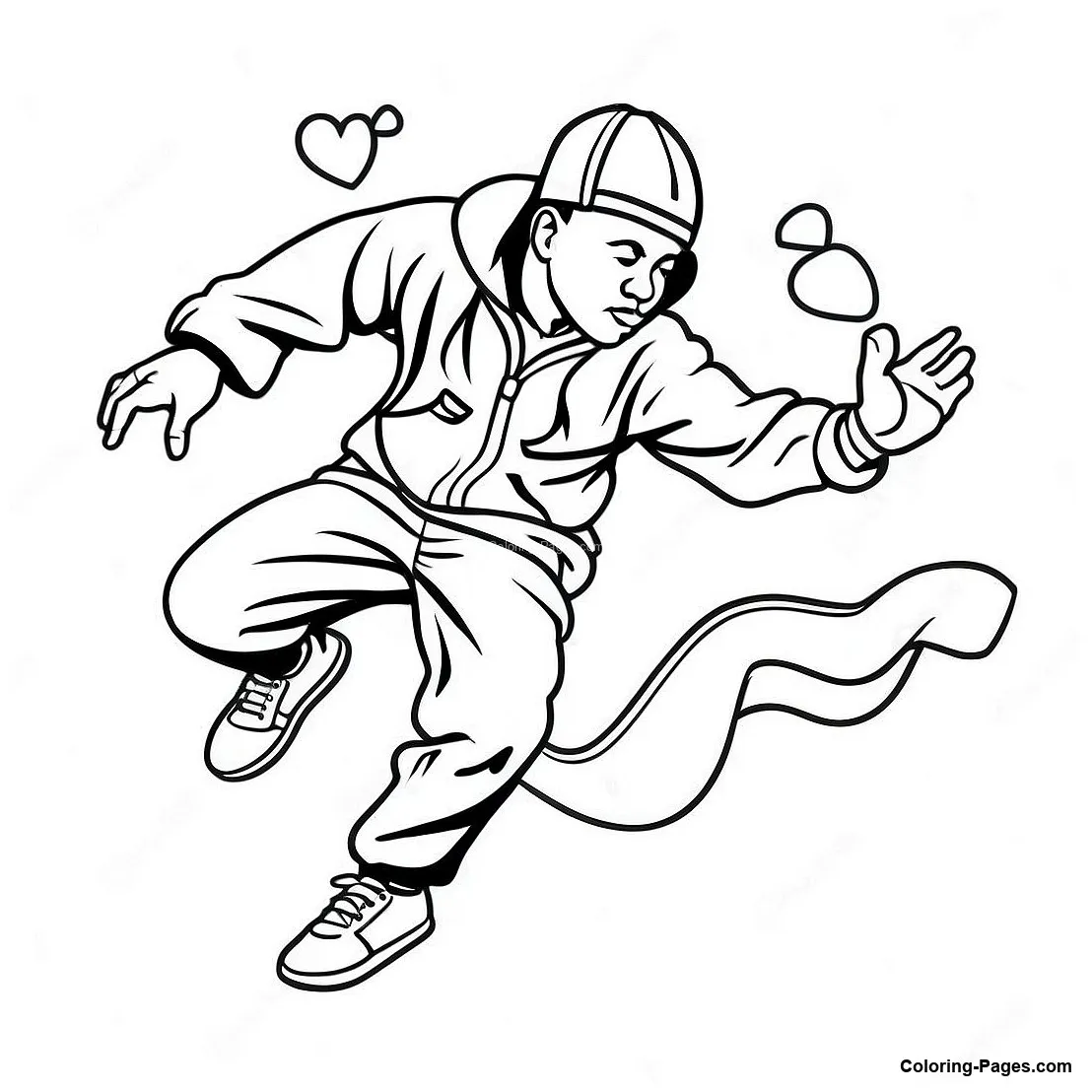 Hip Hop Breakdancer In Action Coloring Page | Coloring-Pages.com