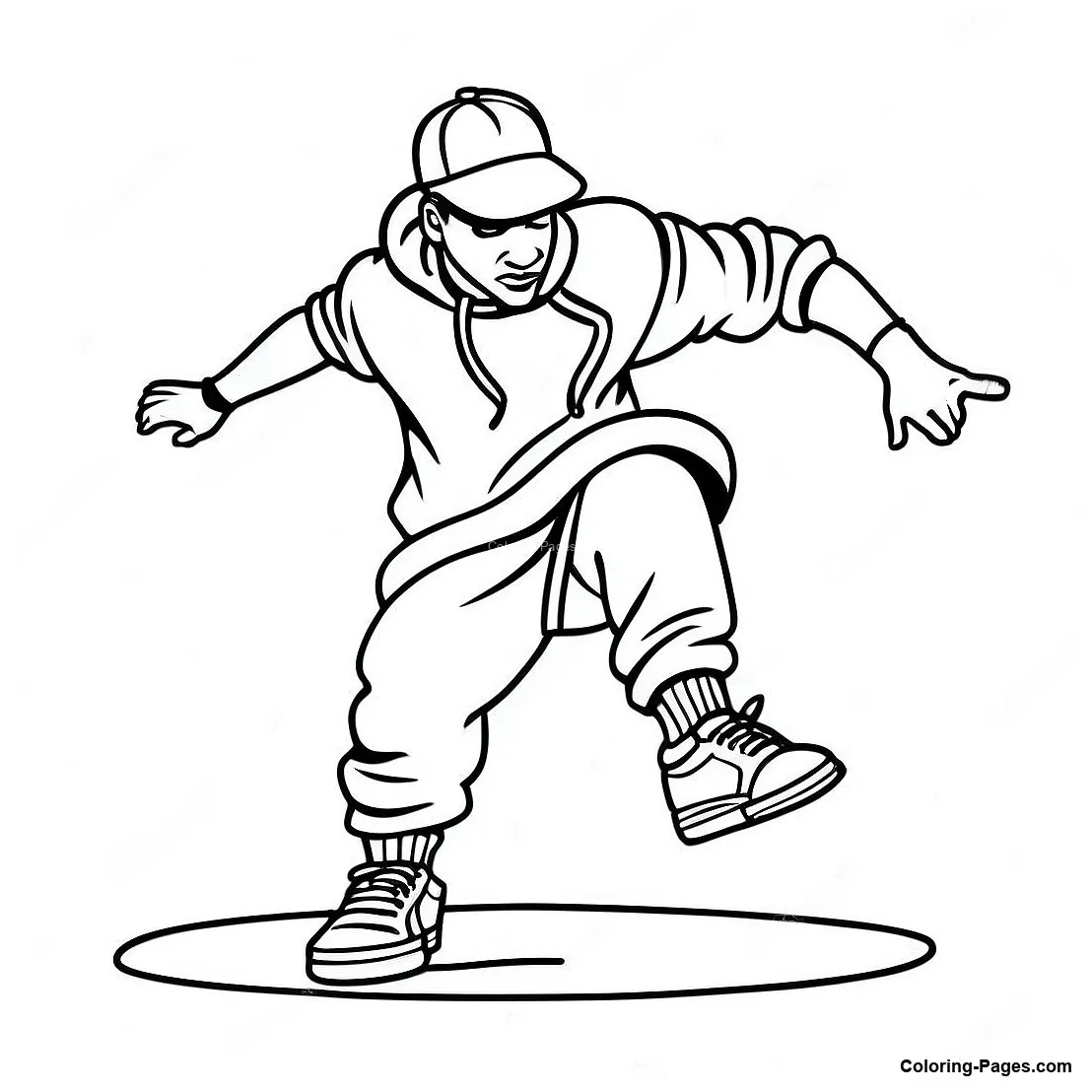 Hip hop breakdancer in action coloring page coloring-pages