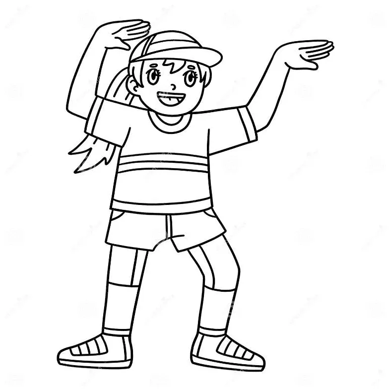 Breakdance B Girl with Egyptian Step Isolated Stock Vector