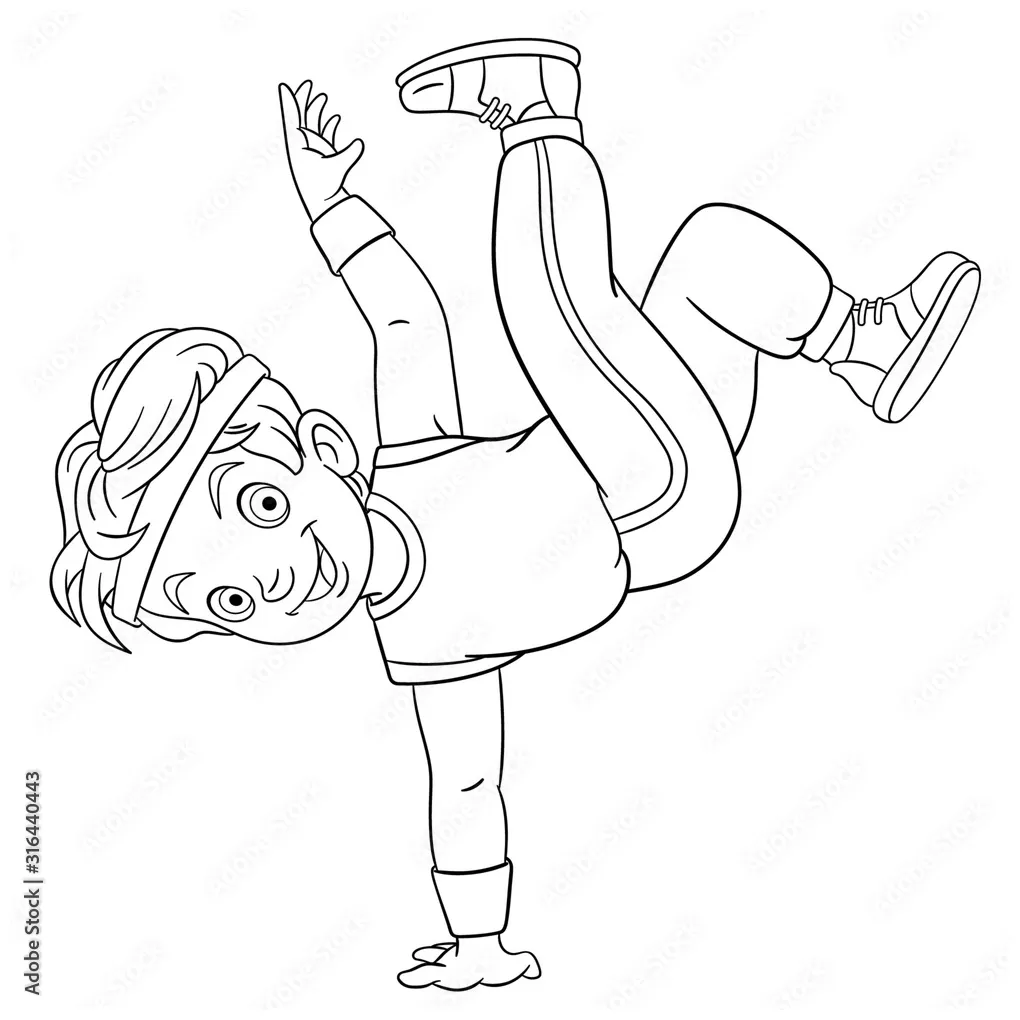 coloring page with b-boy break dancer Stock Vector | Adobe Stock