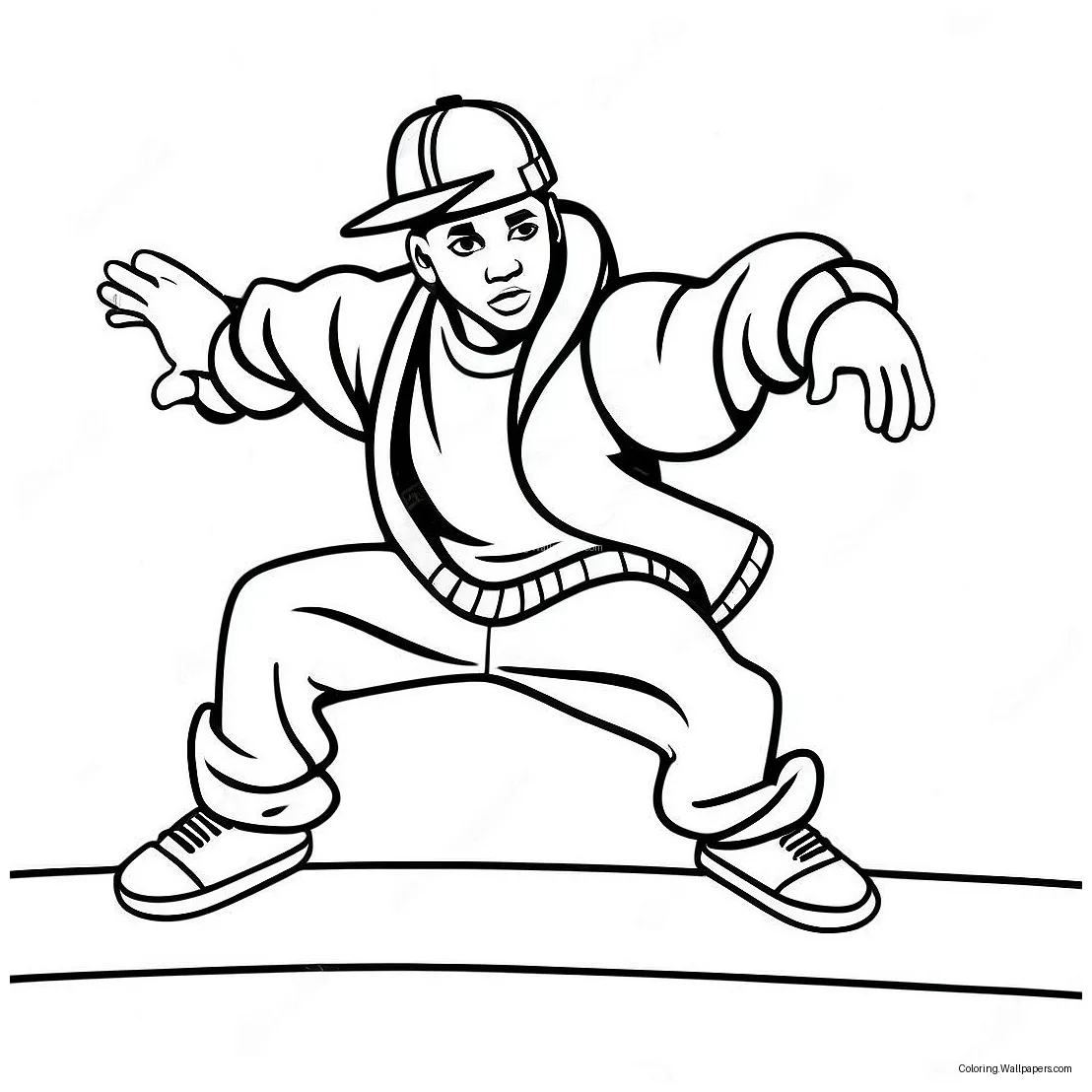 Hip Hop 90s Breakdancer Coloring Page (54604-43202)