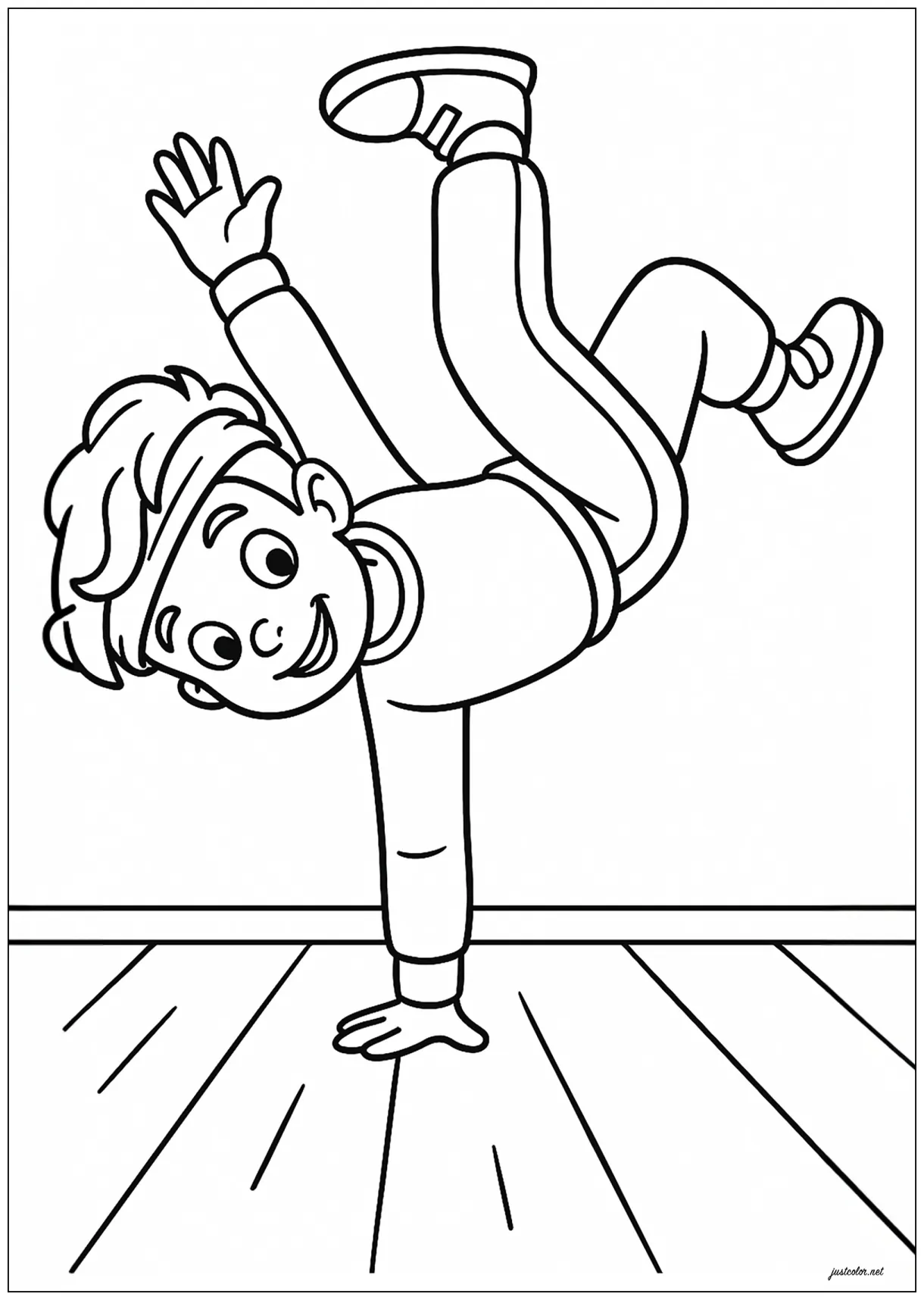 The Breakdancer Balancing act - Dance Coloring Pages