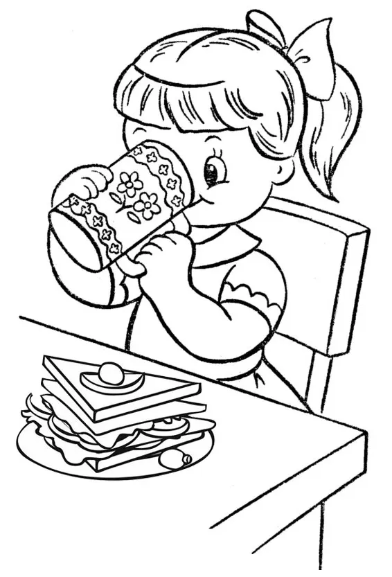 Breakfast coloring coloring pages