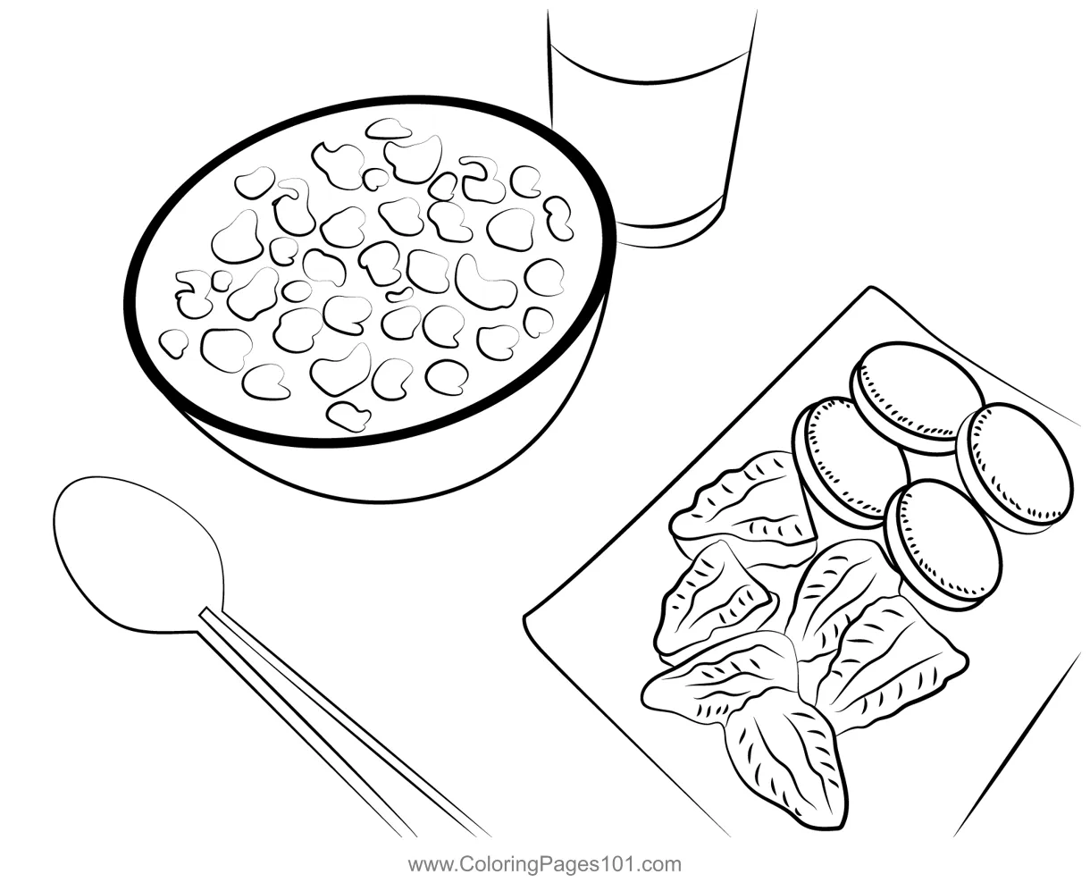 Breakfast coloring page for kids free breakfast printable coloring