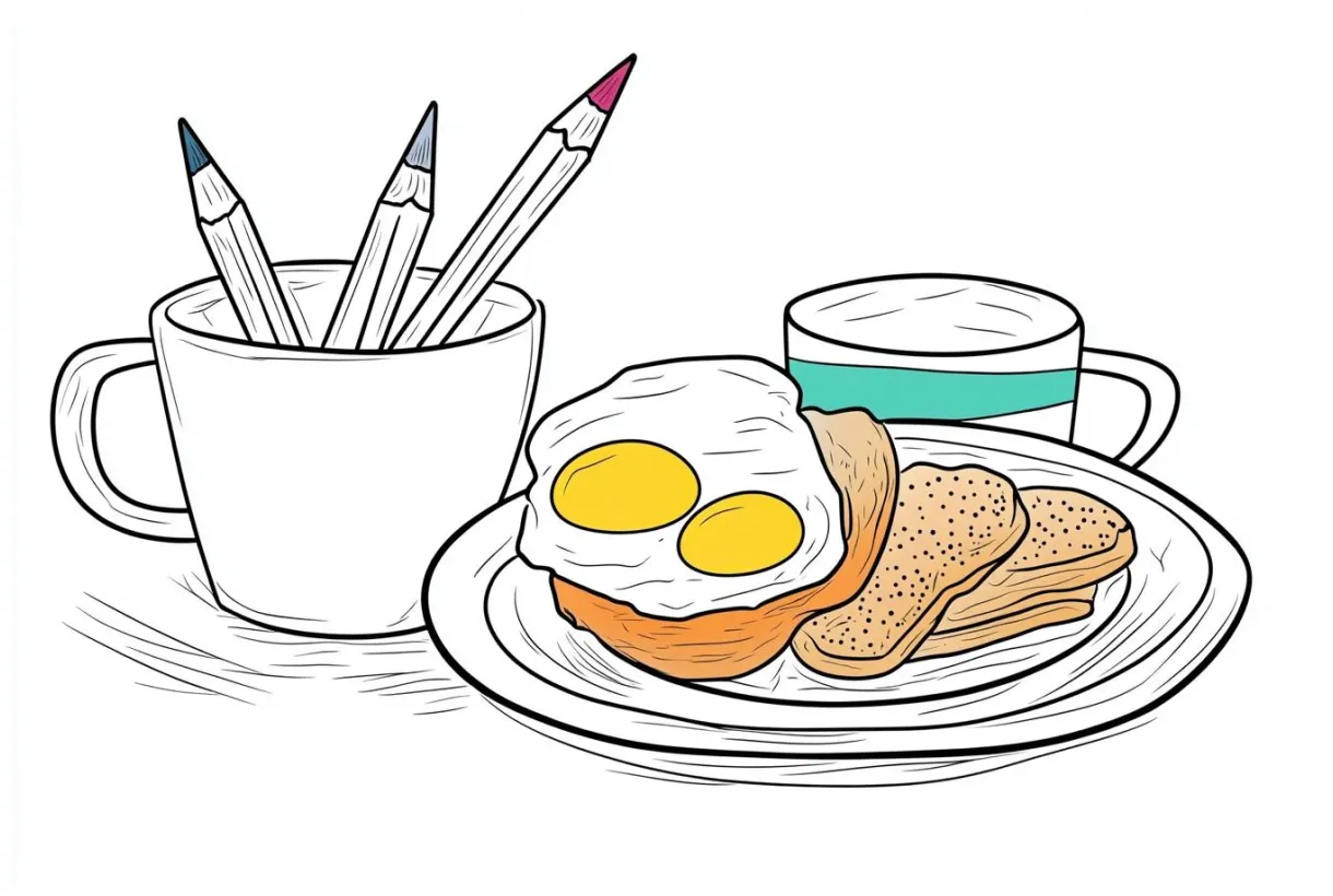 Breakfast coloring pages fun food illustrations for kids mrcoloring