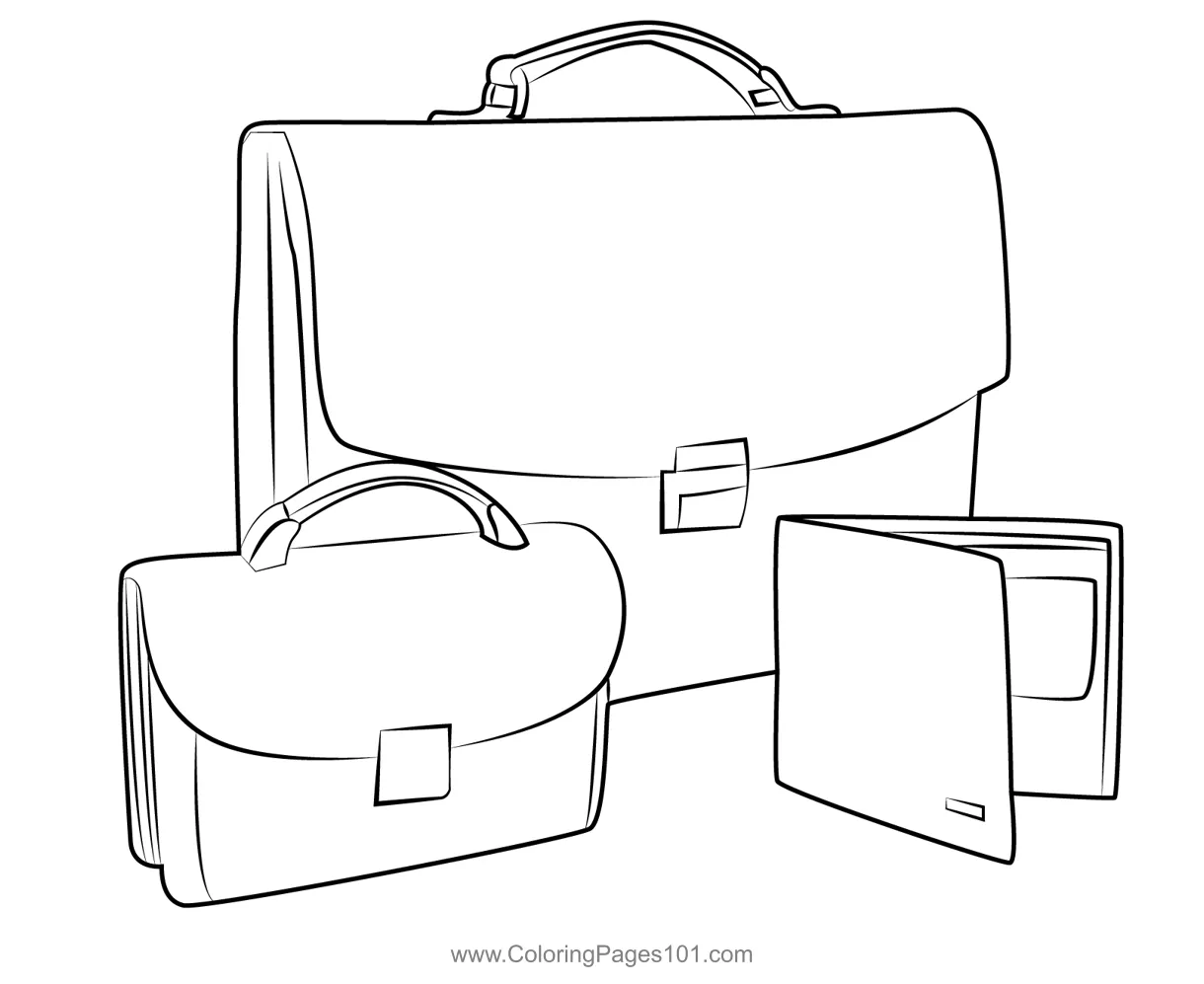 Stylish Briefcase Coloring Page for Kids - Free Briefcases Printable