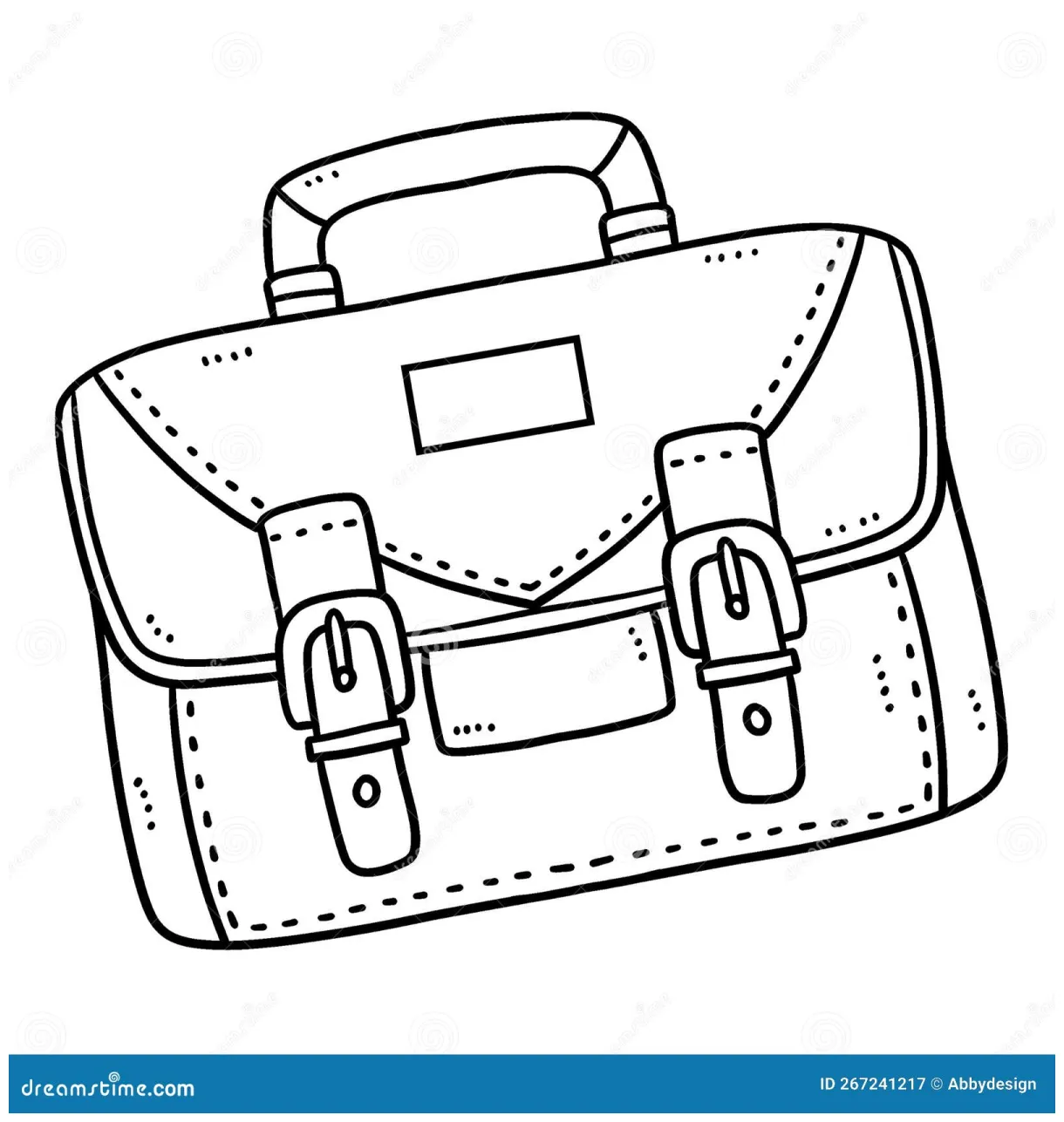 Briefcase isolated coloring page for kids cartoon vector